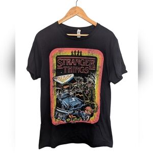 Stranger Things cotton graphic black t shirt gaming emo vintage fade